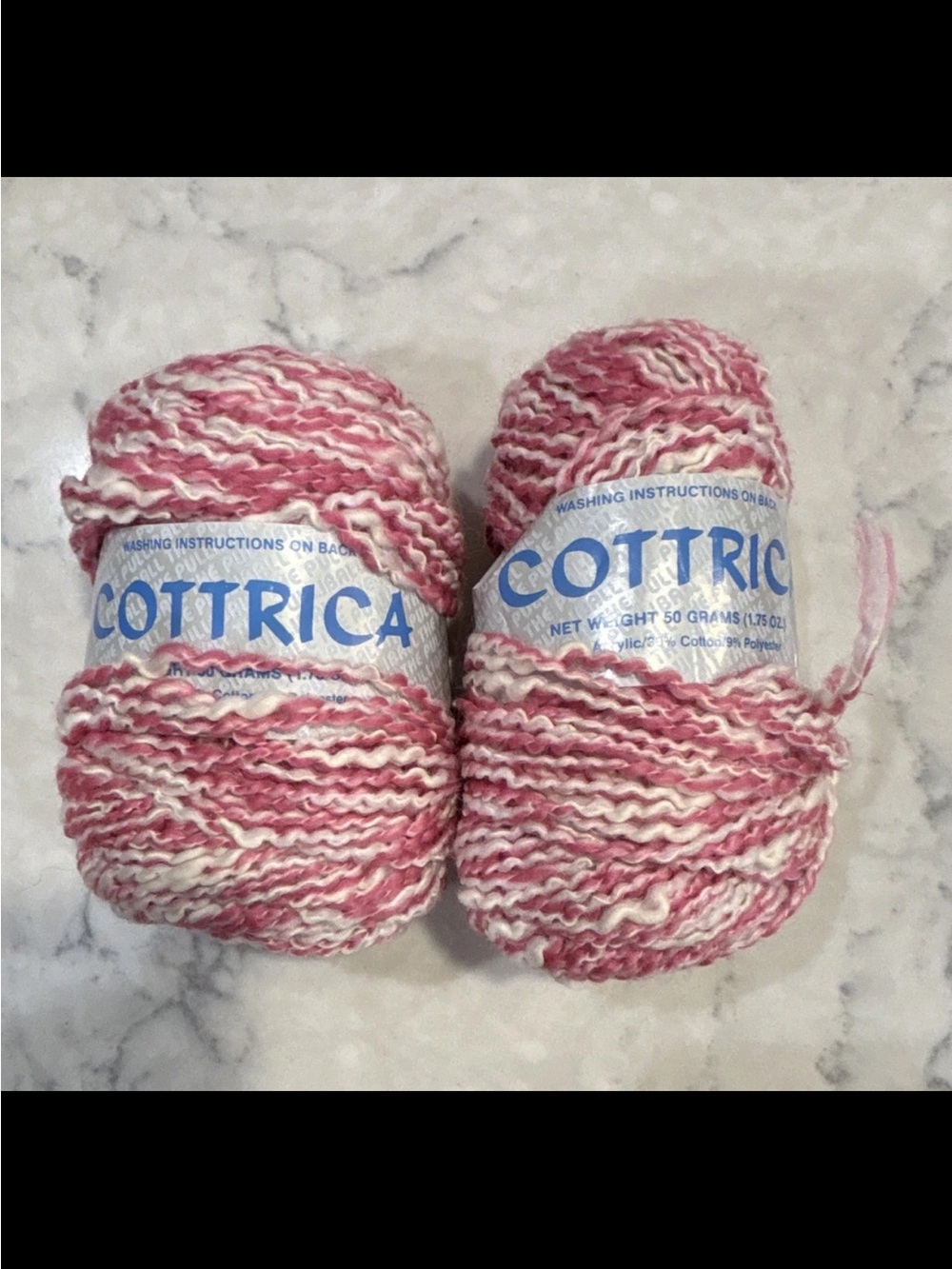 Cottrica Pink & White Variegated Yarn - 2 Skeins